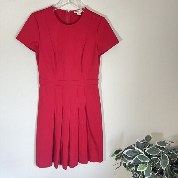 Brooks Brothers Red Fleece Women Dress Fit & Flare 6 Stretch Pleated Ponte Knit - Picture 1 of 6